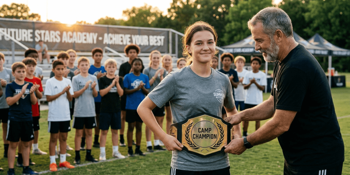 The "King of the Drill" Belt: How High School Summer Camp Organizers Can Boost Player Intensity 1 championship belt presented on stage during an tournament